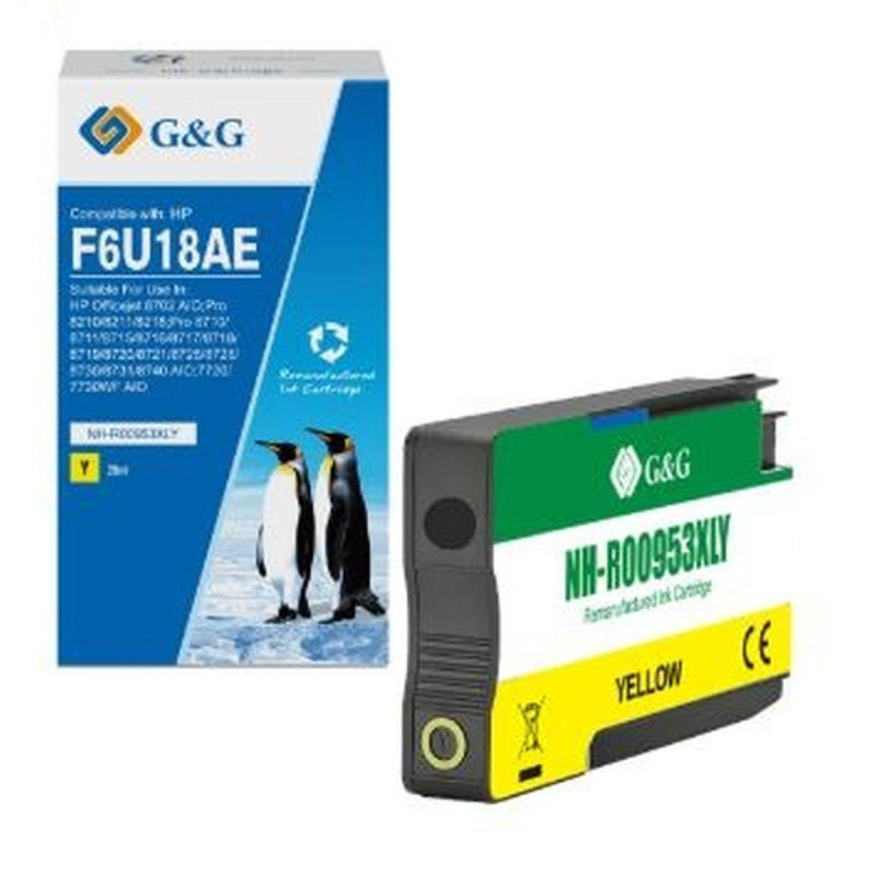 CARTUCCIA RIGENERATA ANTI-FIRMWARE UPGRADE (F6U18AE, 953XLY) PER HP OFFICEJET PRO 8210 | GIALLO