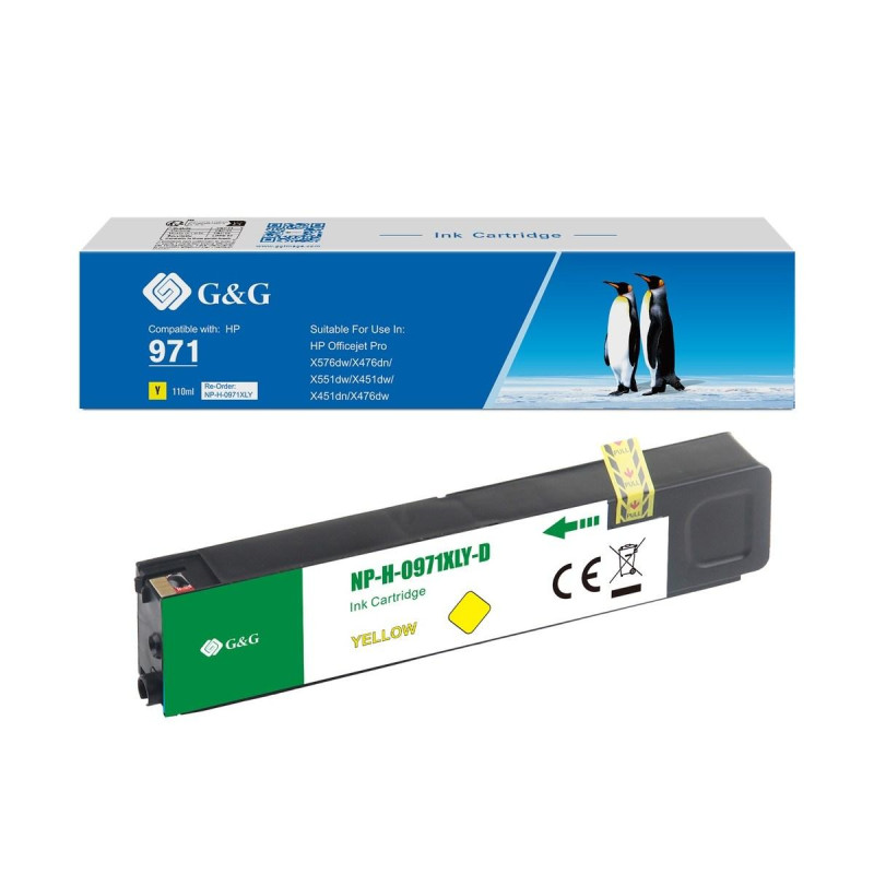 CARTUCCIA RIGENERATA ANTI-FIRMWARE UPGRADE (CN628AE, 971XL) PER HP OFFICEJET PRO X476 | GIALLO