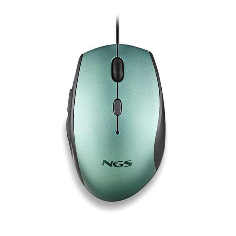 MOUSE USB NGS MOTH ICE 1600 DPI + ADATTATORE DA USB-A A USB-C - 5 PULSANTI - PER DESTRORSI - CAVO DA 1,80 M - VERDE METALLIZZATO