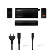 CARICABATTERIE UNIVERSALE AUTOMATICO MULTITENSIONE PER LAPTOP AISENS DA 65 W CON 9 CONNETTORI + USB-A QC 3.0 - NERO