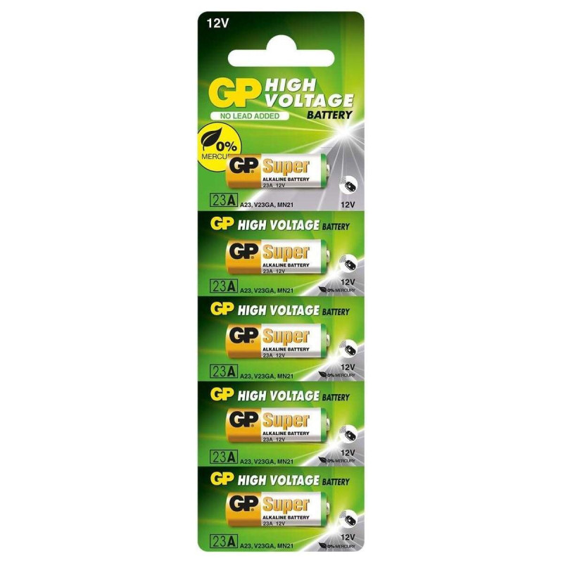 CONFEZIONE DA 5 BATTERIE ALCALINE GP 23A 12V