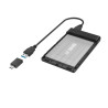 BOX ESTERNO HAMA ESSENTIAL PER SSD E HDD DA 2,5" - CAVO USB-A DA 50 CM - VELOCITÀ FINO A 5 GBPS - ADATTATORE USB-C - 13,3 X 8,7 