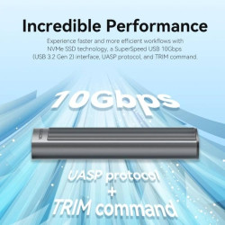 BOX ESTERNO VENTION PER SSD M.2 NVME - DISSIPATORE DI CALORE - USB 3.1 - VELOCITÀ FINO A 10 GBPS - ALLUMINIO - MODALITÀ DI SOSPE