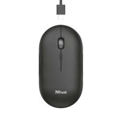 MOUSE WIRELESS RICARICABILE TRUST PUCK 1600 DPI - 3 PULSANTI SILENZIOSI - ULTRA SOTTILE - UTILIZZO AMBIDESTRO - NERO