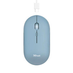 MOUSE WIRELESS RICARICABILE TRUST PUCK 1600 DPI - 3 PULSANTI SILENZIOSI - ULTRA SOTTILE - UTILIZZO AMBIDESTRO - BLU