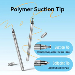 PENNA DIGITALE VENTION 2 IN 1 PER TABLET E SMARTPHONE - MAGNETICA - ALLUMINIO - DOPPIA PUNTA SOSTITUIBILE - 8,9X146,5 MM - GRIGI