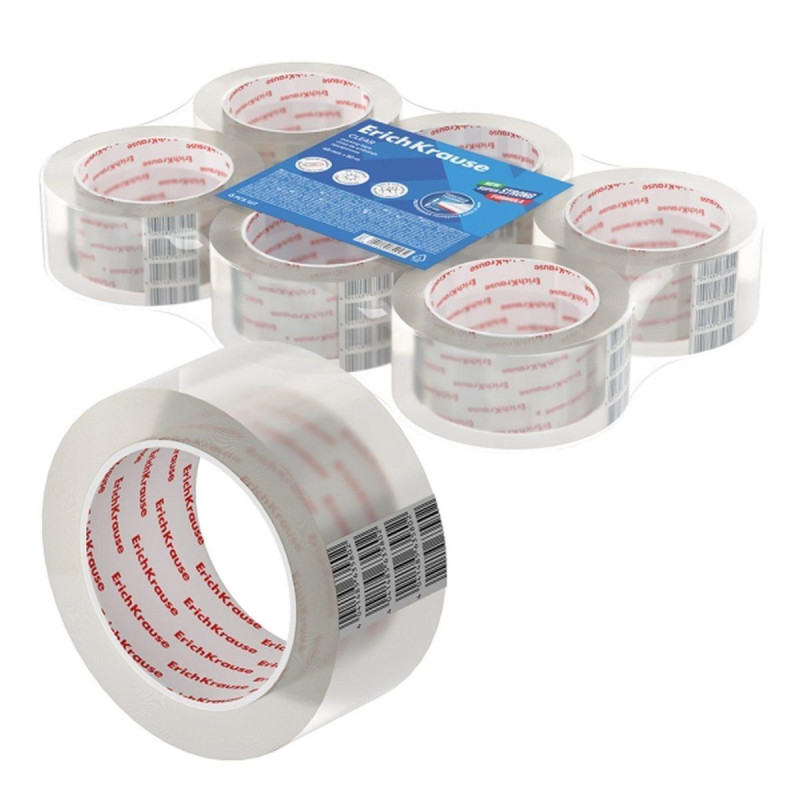 NASTRO ADESIVO PER IMBALLAGGIO ERICHKRAUSE - DIMENSIONI: 48 MM X 50 M - ADESIVO AD ALTA TENUTA - FACILE DA TAGLIARE - TRASPARENT