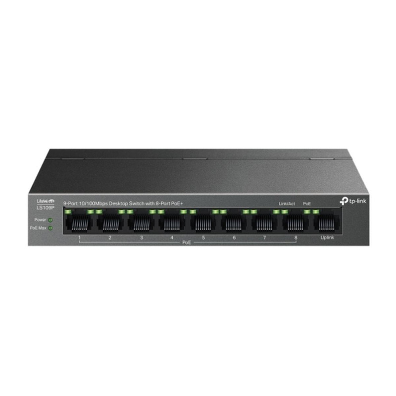 SWITCH TP-LINK LS109P LITEWAVE CON 9 PORTE RJ45 DA 100 MBPS - NON GESTITO - 8XPOE+ - PLUG AND PLAY - RIPRISTINO AUTOMATICO