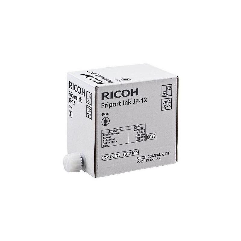 INK RICOH ORIGINALE PRIPORT JP-12 (817104) JP1210, JP1250 (1X600ML) NERO