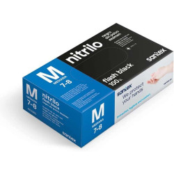 GUANTI IN NITRILE SANTEX FLASH BLACK, CONFEZIONE DA 100, TAGLIA M - 6 GRAMMI - SENZA POLVERE - SENZA LATTICE - NON STERILI - NER