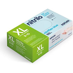 GUANTI IN NITRILE TAGLIA XL SANTEX PACK (100PZ) SENZA POLVERE - SENZA LATTICE - AMBIDESTRO - NON STERILE - COLORE BLU