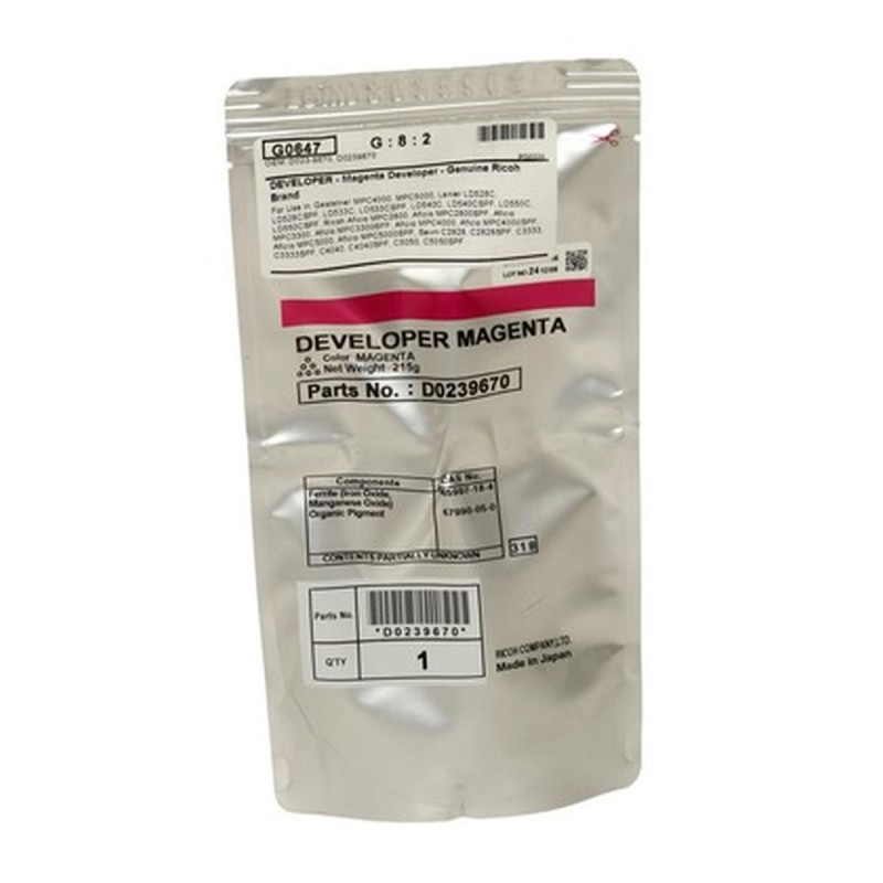DEVELOPER ORIGINALE (D023-9670) PER RICOH AFICIO MP C2800 | 240K | MAGENTA