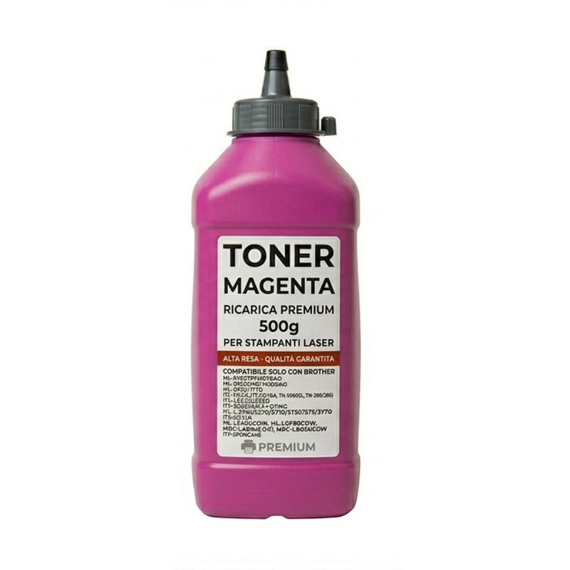 TONER MAGENTA IN BOTTIGLIA DA 500GR PER BROTHER TN243, TN247, TN421