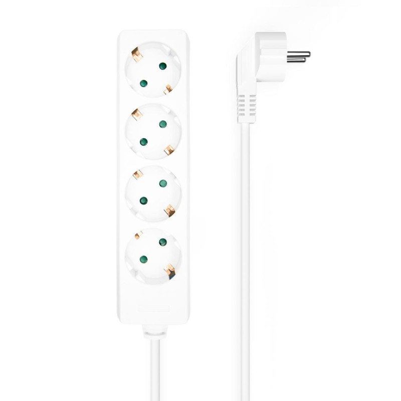 AISENS MULTIPRESA DA 4 PRESE SENZA INTERRUTTORE CON CAVO 3×1.5MM2 - 1.4M - COLORE BIANCO