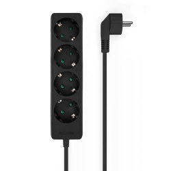 AISENS MULTIPRESA DA 4 PRESE SENZA INTERRUTTORE CON CAVO 3×1.5MM2 - 1.4M - COLORE NERO