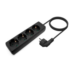 AISENS MULTIPRESA DA 4 PRESE SENZA INTERRUTTORE CON CAVO 3×1.5MM2 - 1.4M - COLORE NERO
