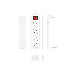 CIABATTA MULTIPRESA AISENS 4 PRESE CON INTERRUTTORE CON CAVO 3×1,5MM2 - 1,4M - COLORE BIANCO