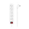 AISENS MULTIPRESA AISENS 5 PRESE CON INTERRUTTORE CON CAVO 3×1,5MM2 - 1,4M - COLORE BIANCO