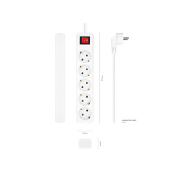 AISENS MULTIPRESA AISENS 5 PRESE CON INTERRUTTORE CON CAVO 3×1,5MM2 - 1,4M - COLORE BIANCO