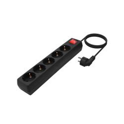 AISENS MULTIPRESA AISENS 5 PRESE CON INTERRUTTORE CON CAVO 3×1,5MM2 - 1,4M - COLORE NERO
