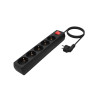 AISENS MULTIPRESA AISENS 5 PRESE CON INTERRUTTORE CON CAVO 3×1,5MM2 - 1,4M - COLORE NERO