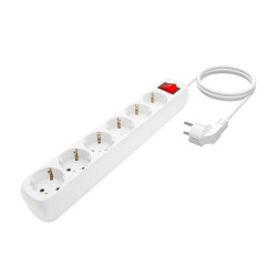 AISENS MULTIPRESA AISENS DA 6 USCITE CON INTERRUTTORE CON CAVO 3×1,5MM2 - 1,4M - COLORE BIANCO