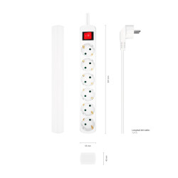 AISENS MULTIPRESA AISENS DA 6 USCITE CON INTERRUTTORE CON CAVO 3×1,5MM2 - 1,4M - COLORE BIANCO