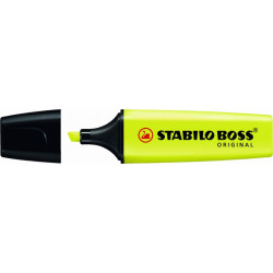 EVIDENZIATORE FLUORESCENTE STABILO BOSS 70 - TRATTO DA 2 A 5 MM - RICARICABILE - INCHIOSTRO A BASE D'ACQUA - GIALLO FLUORESCENTE