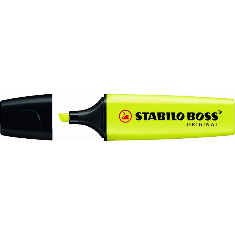 EVIDENZIATORE FLUORESCENTE STABILO BOSS 70 - TRATTO DA 2 A 5 MM - RICARICABILE - INCHIOSTRO A BASE D'ACQUA - GIALLO FLUORESCENTE
