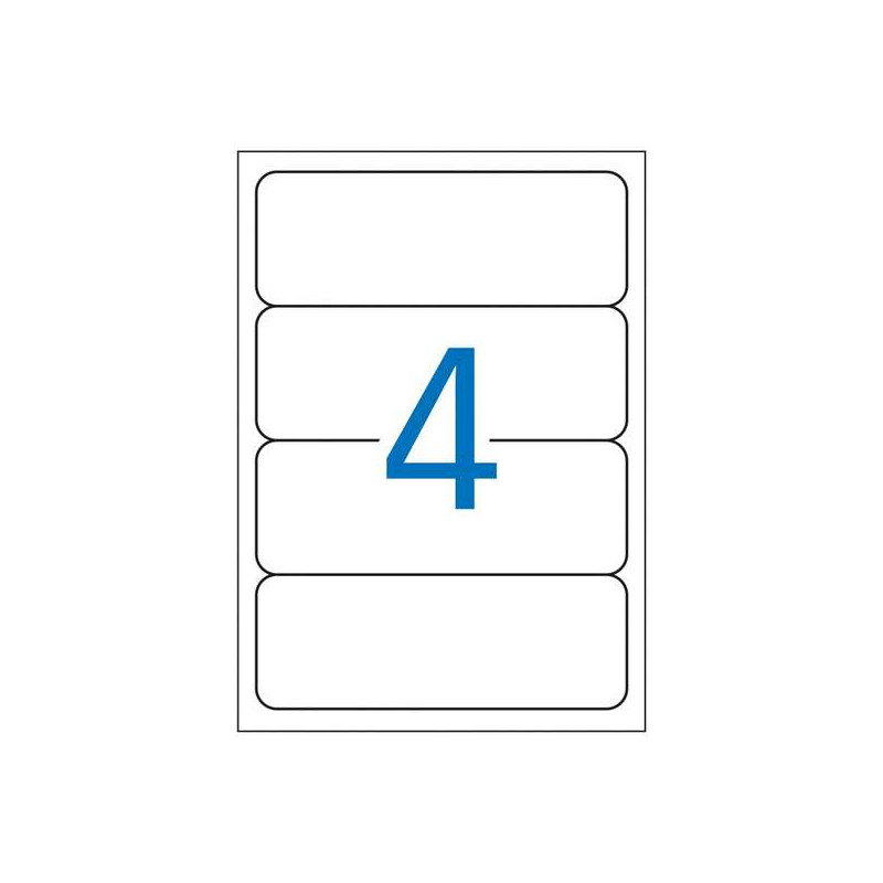APLI CONFEZIONE DA 100 ETICHETTE RETTANGOLARI PER DOCUMENTI 190X61MM - 25 FOGLI DA 4 ETICHETTE - ADESIVO PERMANENTE - ANGOLI ARR