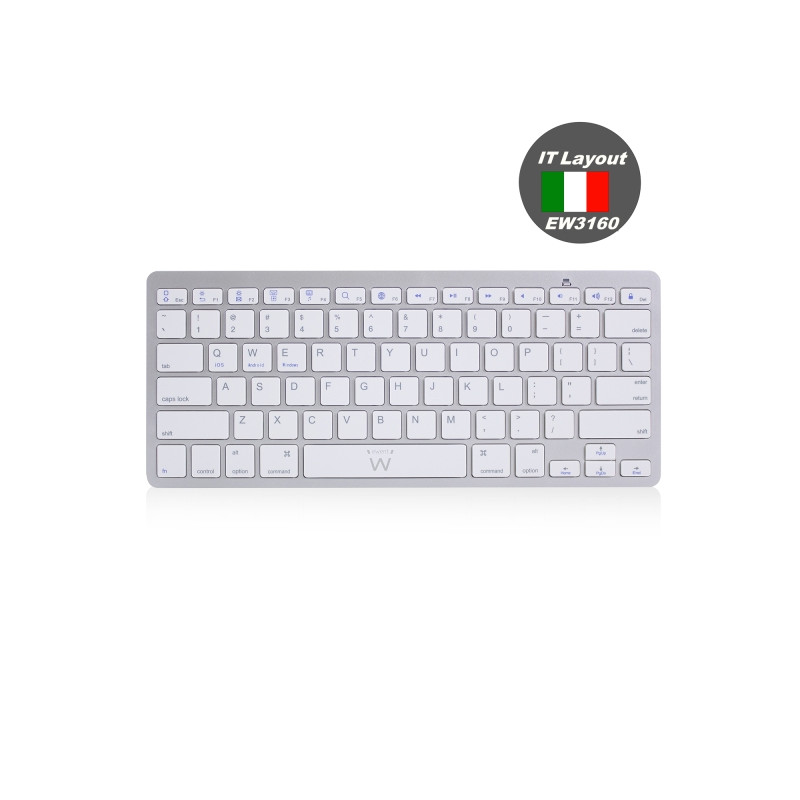 TASTIERA DA VIAGGIO EWENT - MODALITÀ DI RISPARMIO ENERGETICO - BLUETOOTH 3.0 - LAYOUT QWERTY ITALIANO - ARGENTO