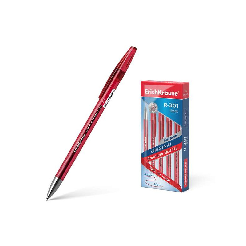PENNA A GEL ERICHKRAUSE R-301 ORIGINAL - PUNTA DA 0,5 MM - TRATTO DA 0,4 MM | ROSSO