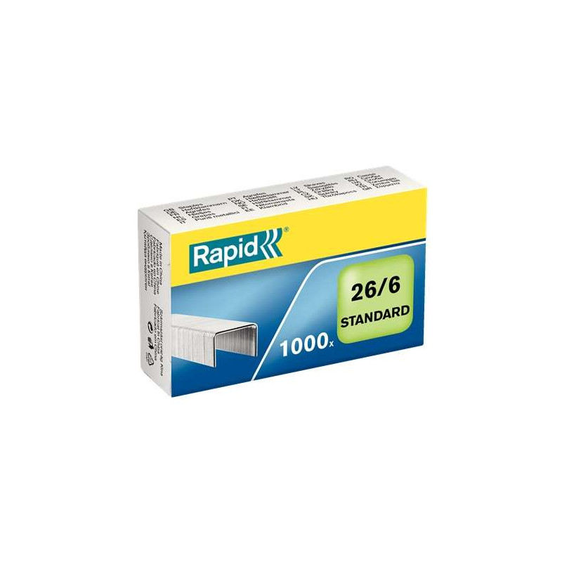 CONFEZIONE RAPID STRONG DA 1000 PUNTI METALLICI 24/6 - FINO A 30 FOGLI - FILO ZINCATO RINFORZATO - GAMBO DA 6 MM
