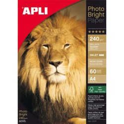 CARTA FOTOGRAFICA PHOTOBRIGHT LUCIDA APLI A4, 240 G/M², 60 FOGLI