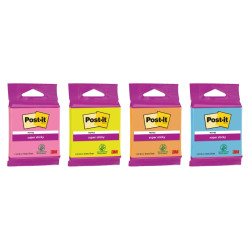 BLOCCHETTO DI 45 FOGLIETTI ADESIVI RIPOSIZIONABILI POST-IT SUPER STICKY - FORMA QUADRATA - 76X76 MM - COLORI ASSORTITI