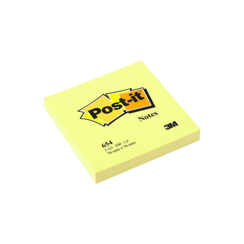 BLOCCHETTO DI 100 FOGLIETTI ADESIVI RIMOVIBILI POST-IT, GIALLO CANARINO, 76X76 MM - GIALLO CHIARO