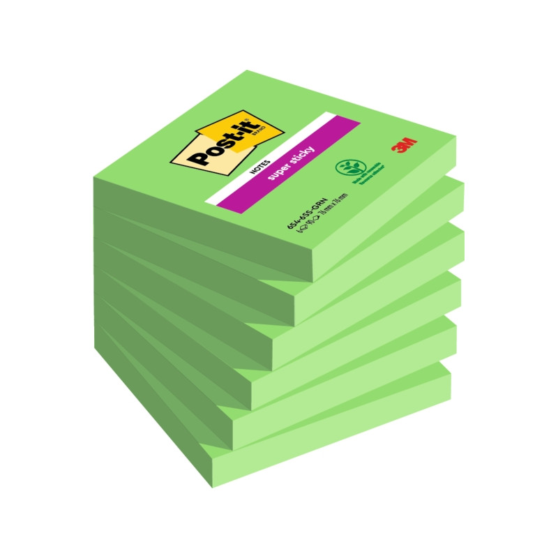 BLOCCHETTI DI POST-IT SUPER STICKY, 90 FOGLIETTI ADESIVI RIPOSIZIONABILI - 76X76 MM -  VERDE