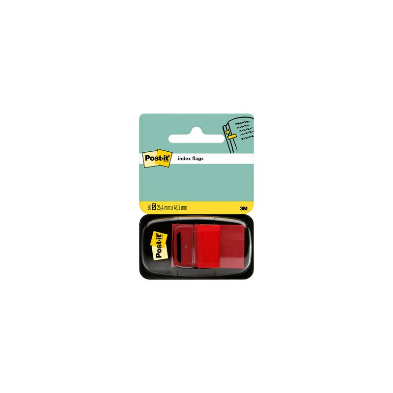 DISPENSER DI POST-IT CON 50 SEGNALIBRI RIPOSIZIONABILI 25,4 X 43,2 MM - FORTE ADESIONE - ROSSO