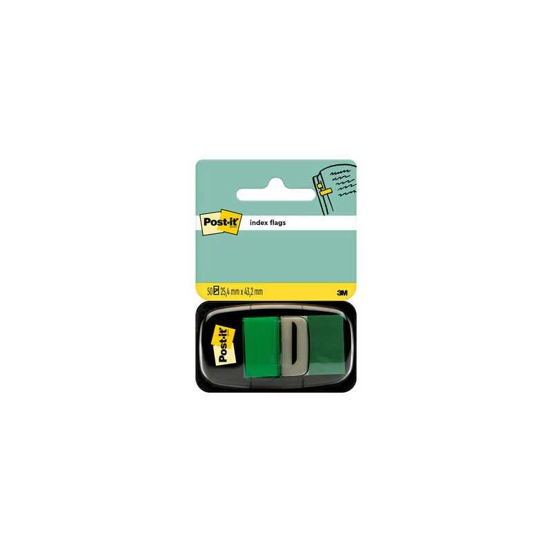 DISPENSER DI POST-IT CON 50 SEGNALIBRI RIPOSIZIONABILI 25,4 X 43,2 MM - FORTE ADESIONE - VERDE
