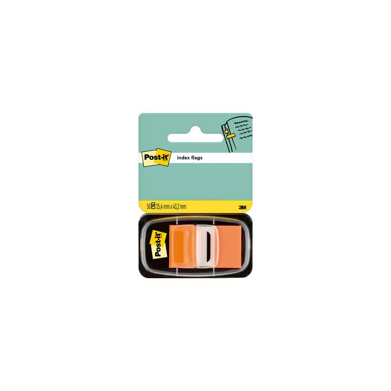 DISPENSER DI POST-IT CON 50 SEGNALIBRI RIPOSIZIONABILI 25,4 X 43,2 MM - FORTE ADESIONE - ARANCIONE