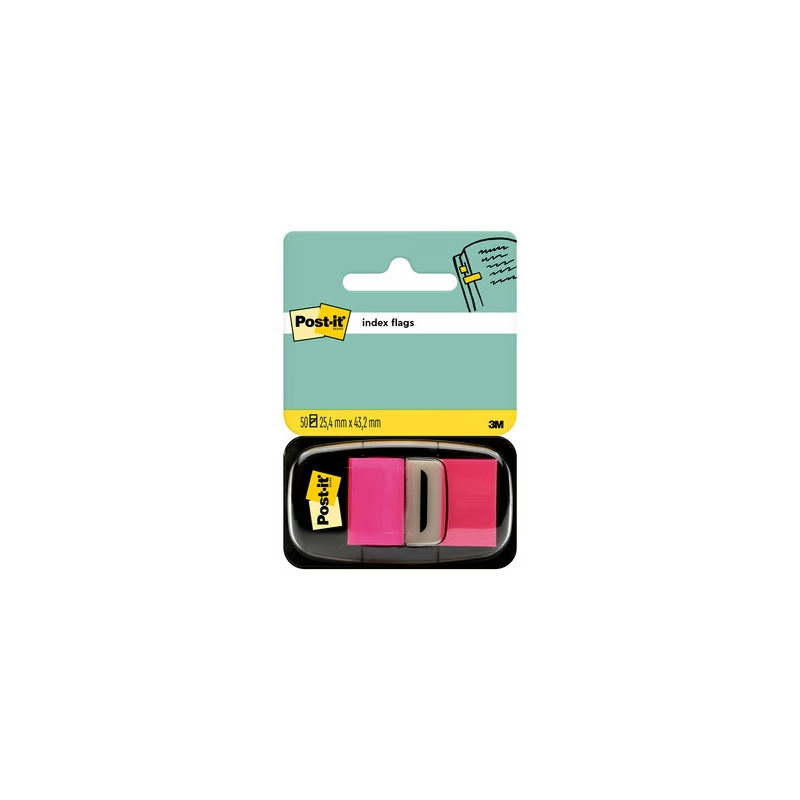 DISPENSER DI POST-IT CON 50 SEGNALIBRI RIPOSIZIONABILI 25,4 X 43,2 MM - FORTE ADESIONE - ROSA