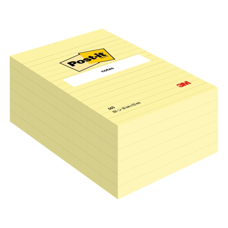 CONFEZIONE DA 6 BLOCCHETTI DI POST-IT DA 100 FOGLIETTI ADESIVI RIPOSIZIONABILI - 101X152 MM - GIALLO CHIARO