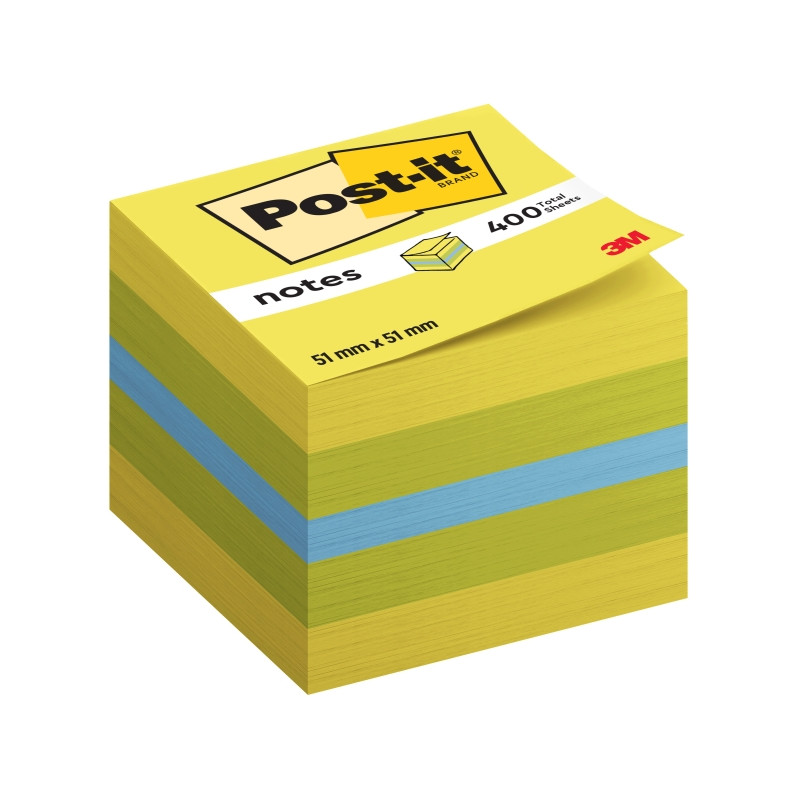 CUBO DI POST-IT DA 400 FOGLIETTI ADESIVI RIPOSIZIONABILI - 51X51 MM - COLORI GIALLO