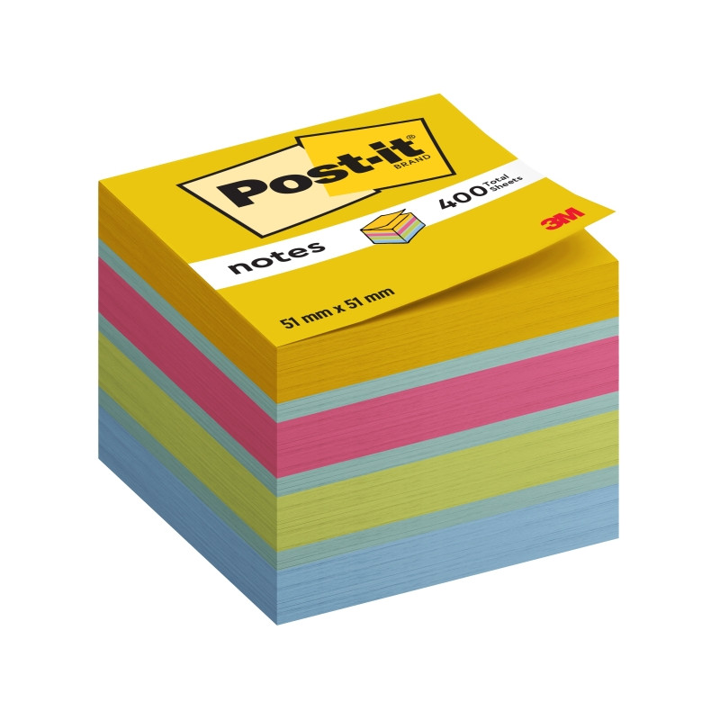 CUBO DI POST-IT DA 400 FOGLIETTI ADESIVI RIPOSIZIONABILI - 51X51 MM - COLORI MIX