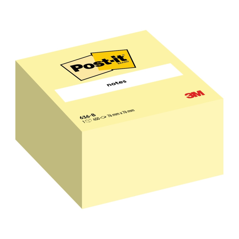 SCATOLA DI POST-IT DA 450 FOGLIETTI ADESIVI RIPOSIZIONABILI - 76X76 MM - GIALLO CHIARO