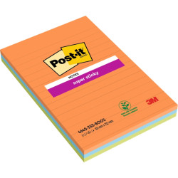 CONFEZIONE DA 3 BLOCCHETTI DI POST-IT SUPER STICKY DA 45 FOGLIETTI ADESIVI RIPOSIZIONABILI - 101X152 MM