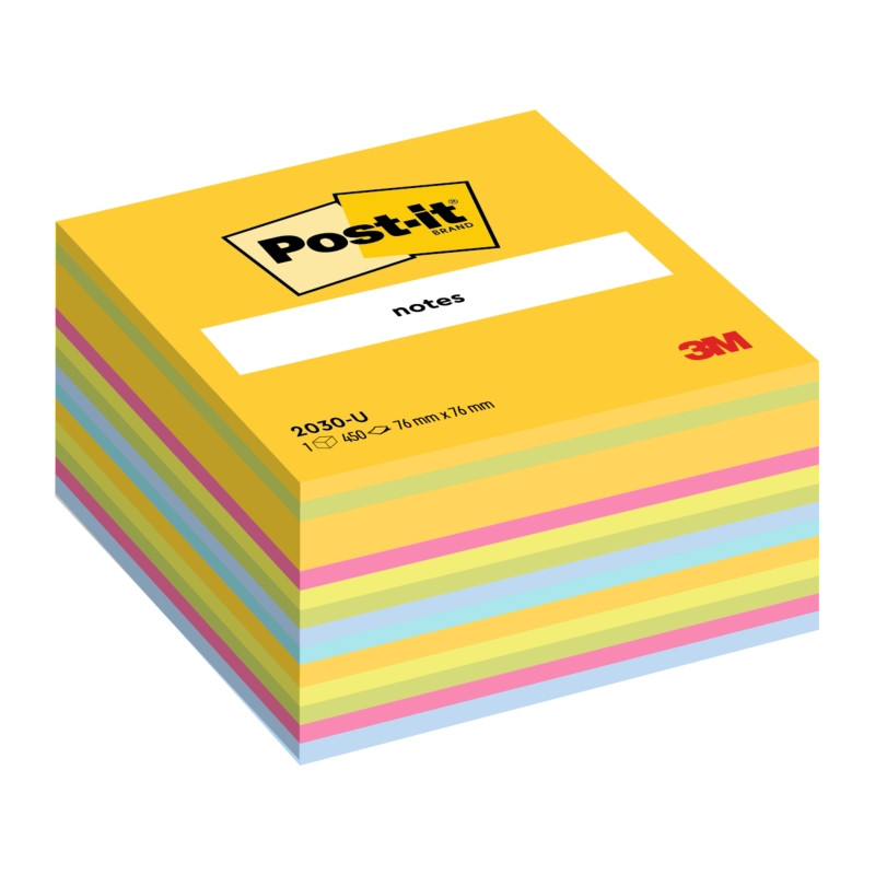 CUBO DI POST-IT DA 450 FOGLIETTI ADESIVI RIPOSIZIONABILI - 76X76 MM