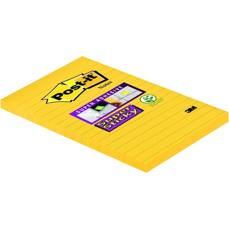 BLOCCHETTO DI 75 FOGLIETTI ADESIVI RIPOSIZIONABILI POST-IT SUPER STICKY - 101X152 MM - GIALLO ULTRA