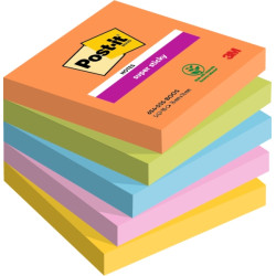 CONFEZIONE DA 5 BLOCCHETTI DI POST-IT SUPER STICKY DA 90 FOGLIETTI ADESIVI RIPOSIZIONABILI - 76X76