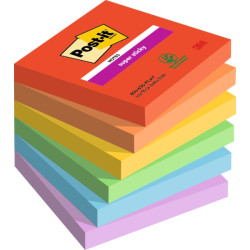 CONFEZIONE DA 6 BLOCCHETTI DI POST-IT SUPER STICKY DA 90 FOGLIETTI ADESIVI RIPOSIZIONABILI - 76X76